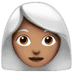 👩🏽‍🦳 woman: medium skin tone, white hair display on Apple